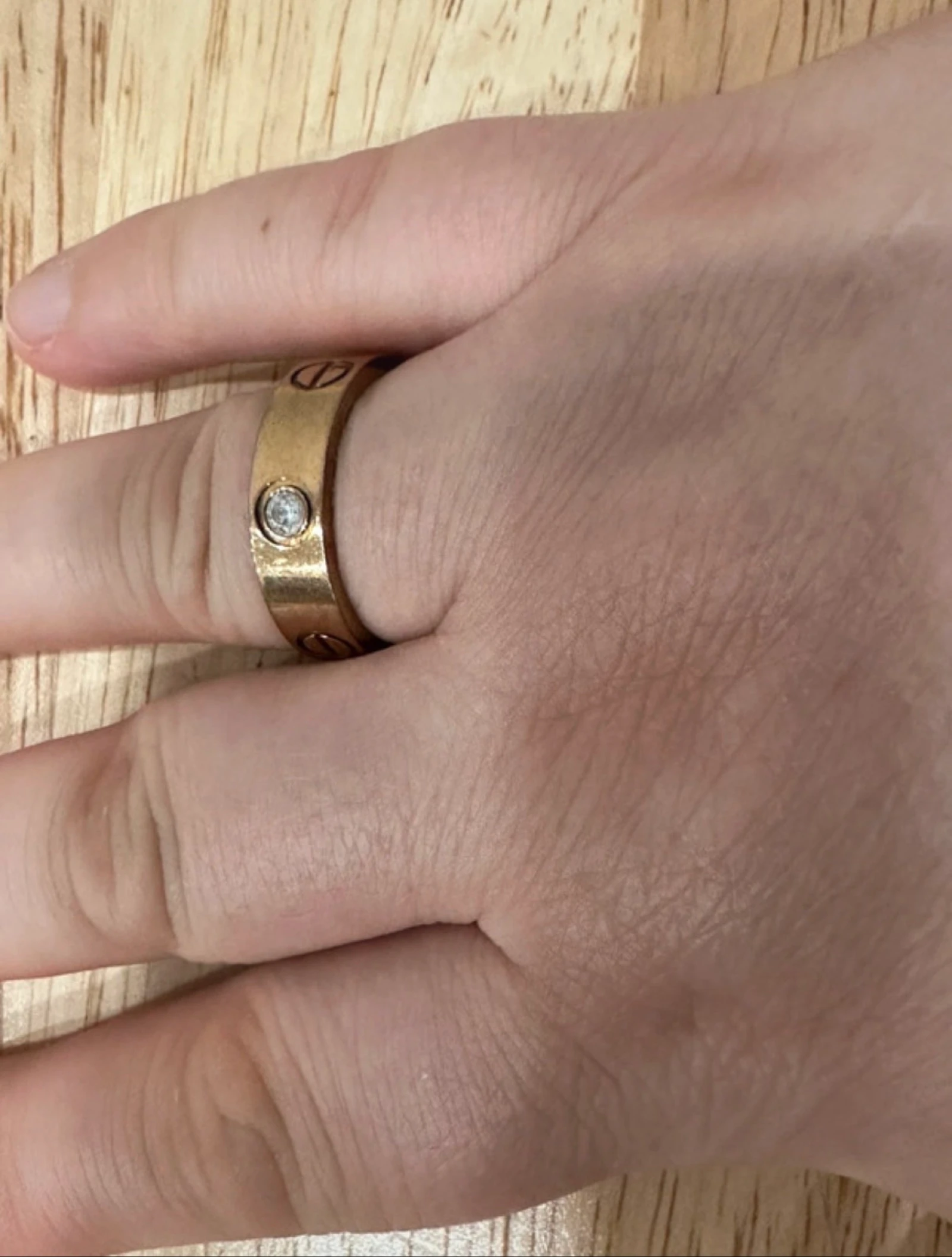 Gold ring with rhinestones / Minimalist style - Size 57 – photo 2